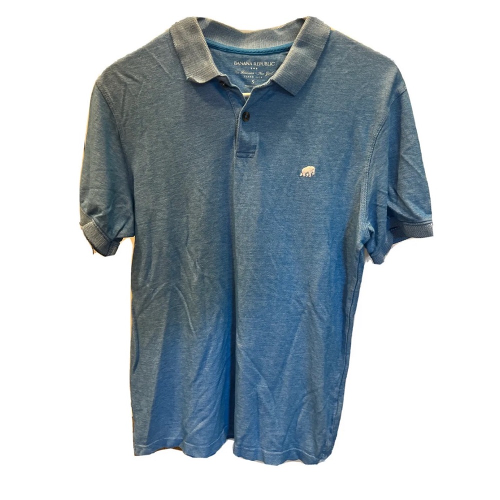 Banana Republic Small Pale Blue Organic Cotton Pique Polo Shirt